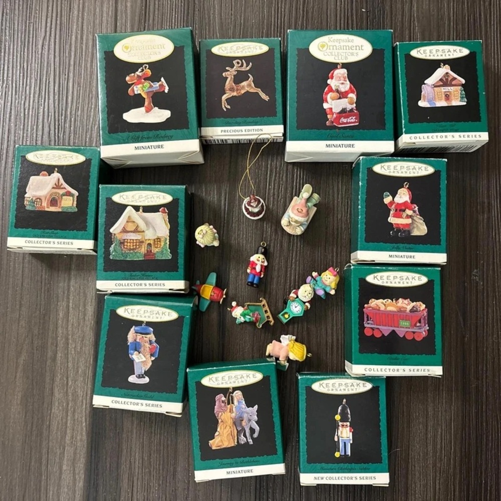 Hallmark Colorful Miniature Holiday Ornaments — Red, Green, White, Gold